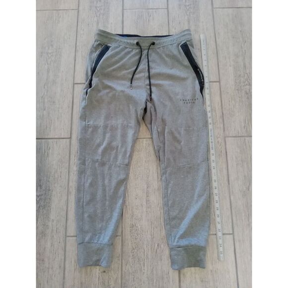 American Eagle Mens Jogging Pants Size M Drawstring Zip Pockets Cuff Gray - Picture 1 of 4